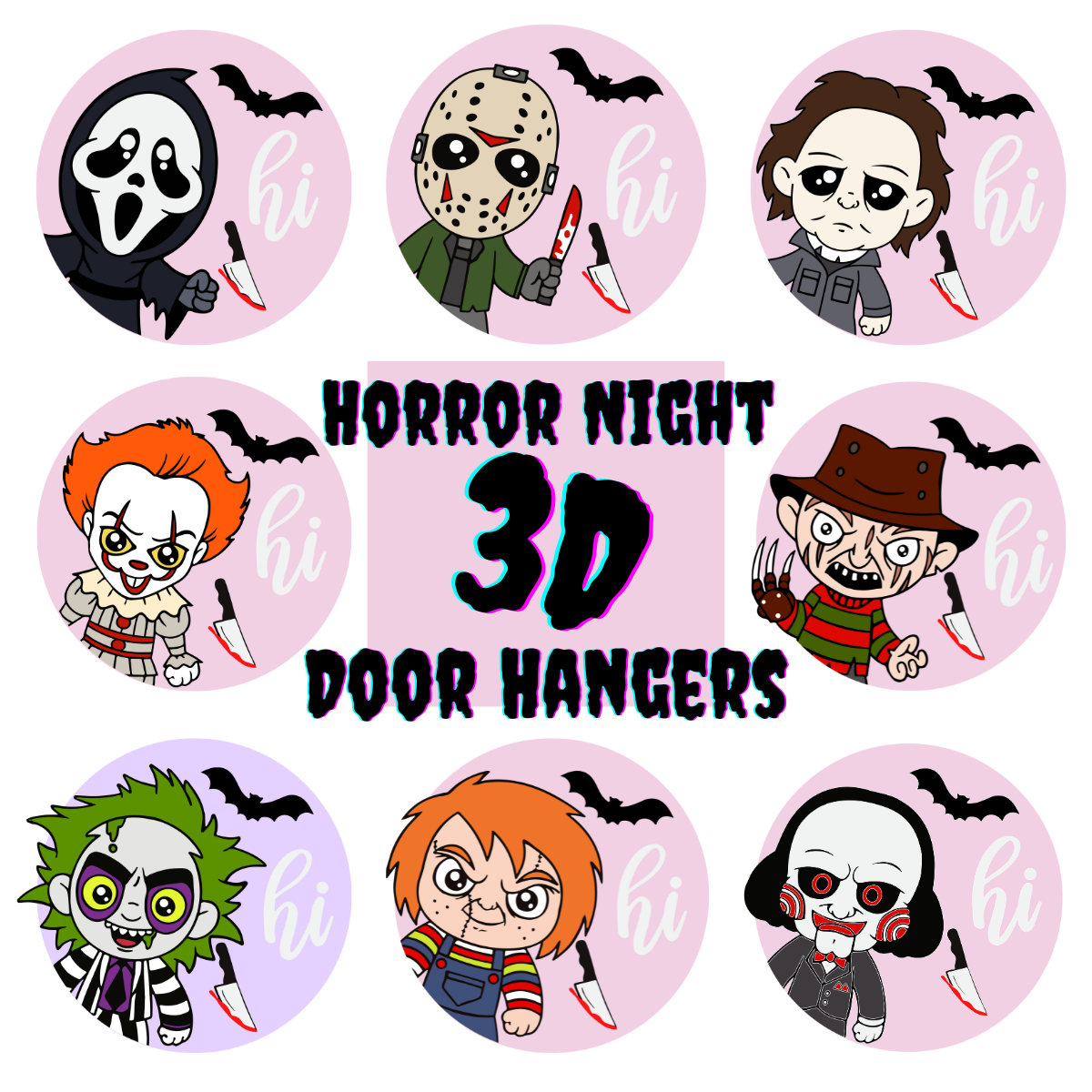 3D HORROR NIGHT Door Hanger TO GO KITS Cheers to Paint Studio