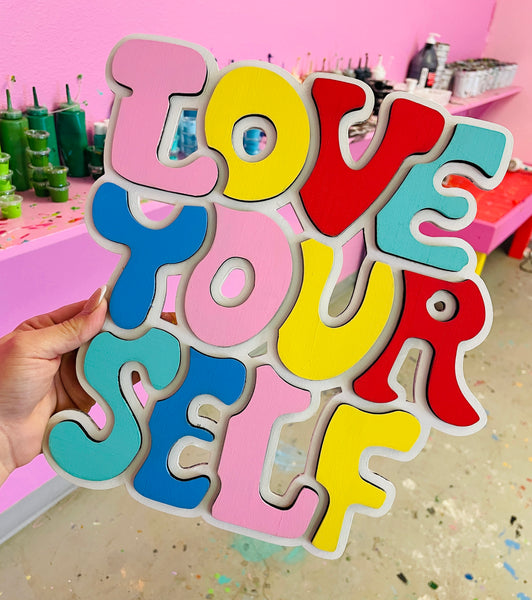 Love Yourself 3D Sign- DIY Craft Wood Paint Kit