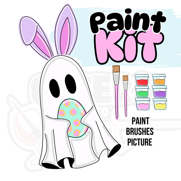 Bunny Ghost- DIY Door Hanger Craft Wood Paint Kit