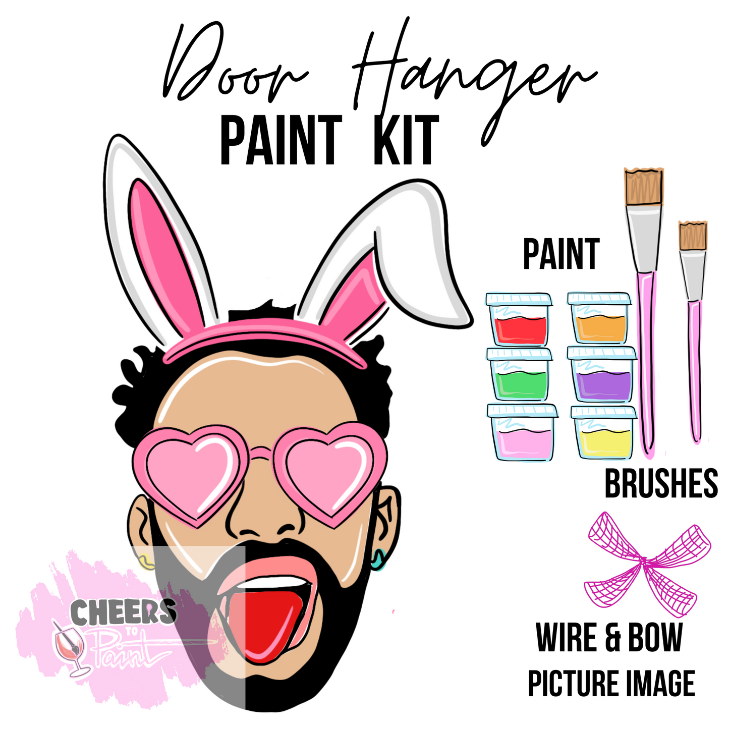 Bad Bunny Ears- DIY Door Hanger Craft Wood Paint Kit