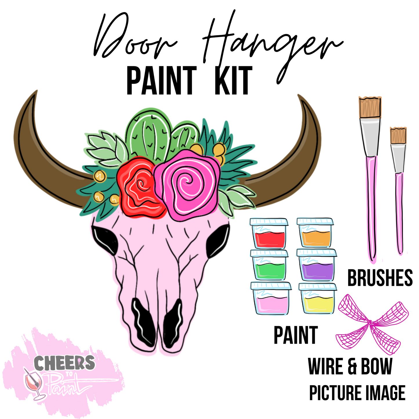 Cow Skull- DIY Door Hanger Craft Wood Paint Kit