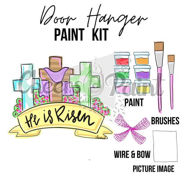 He is Risen Crosses- DIY Door Hanger Craft Wood Paint Kit