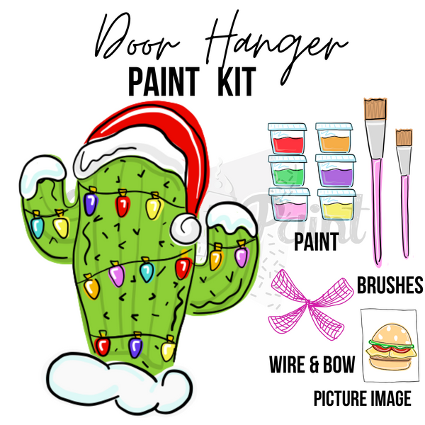 Christmas Cactus- DIY Door Hanger Craft Wood Paint Kit