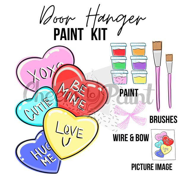 Candy Hearts- DIY Door Hanger Craft Wood Paint Kit
