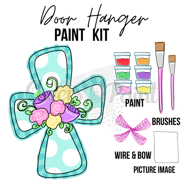 Floral Cross- DIY Door Hanger Craft Wood Paint Kit