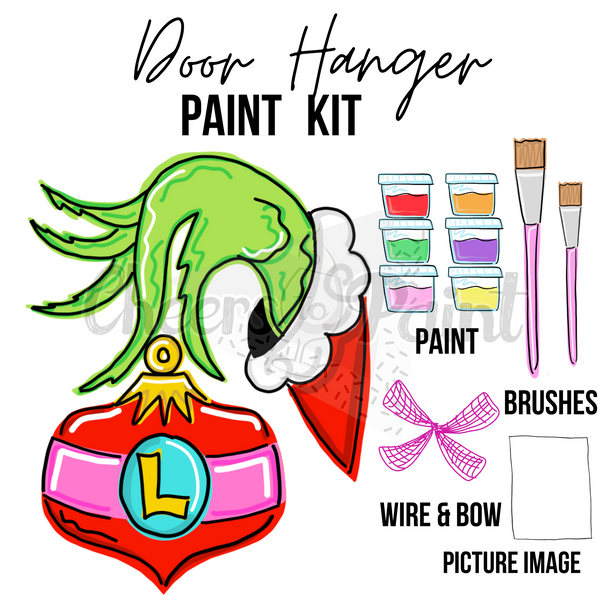 Grinchy Hand Ornament- DIY Door Hanger Paint Kit