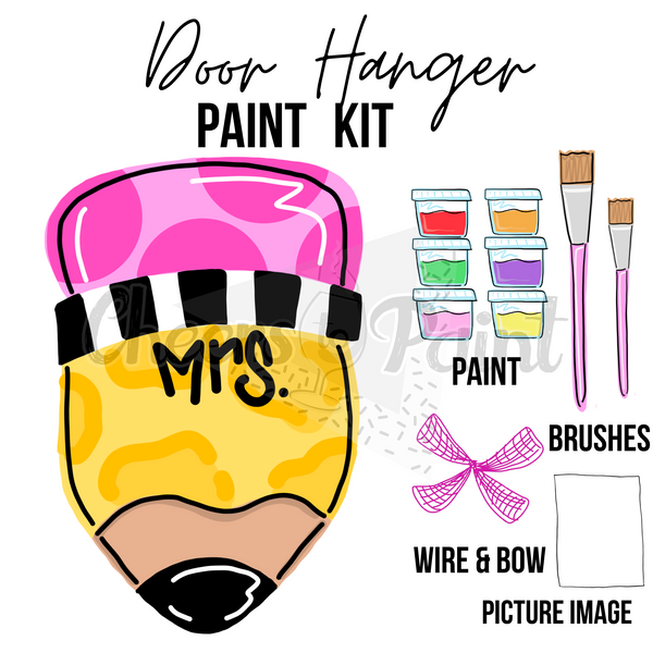 Pencil- DIY Door Hanger Craft Wood Paint Kit