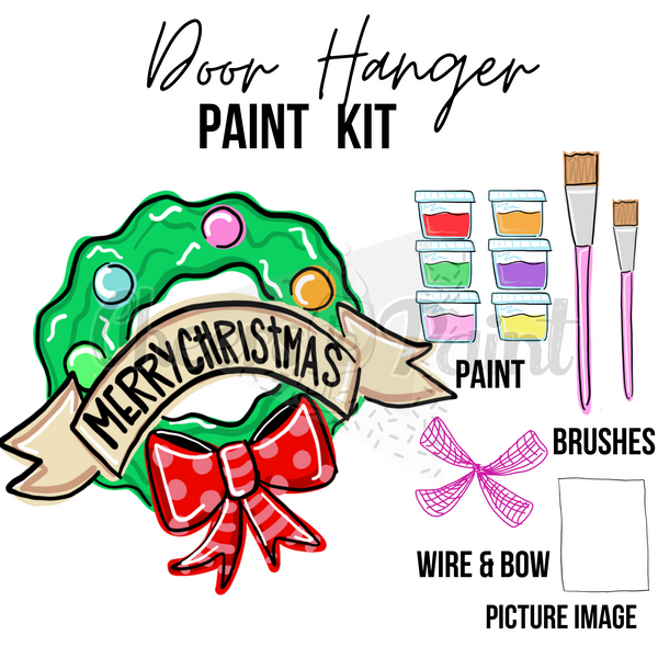 Christmas Wreath- DIY Door Hanger Craft Wood Paint Kit