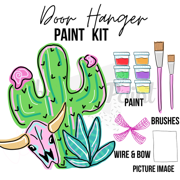 Cactus and Skull- DIY Door Hanger Craft Wood Paint Kit