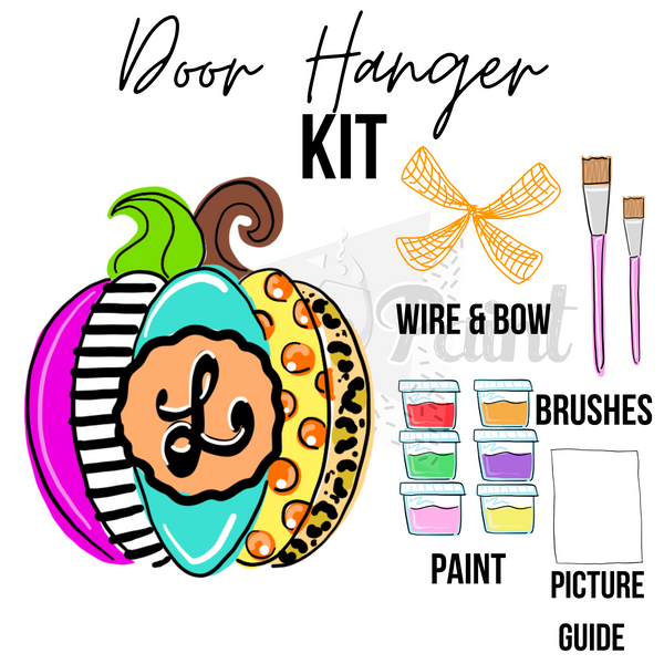 Monogram Pumpkin Style 1- DIY Door Hanger Craft Wood Paint Kit