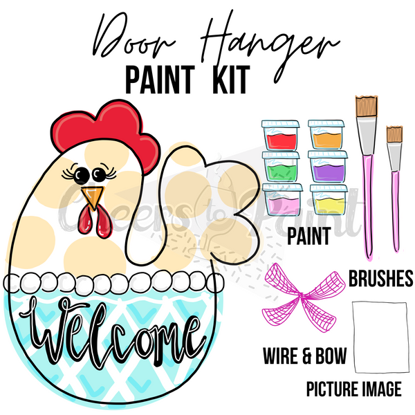 Country Chicken- DIY Door Hanger Craft Wood Paint Kit