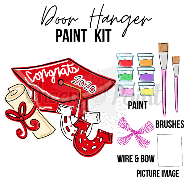 Graduation Hat Horseshoes- DIY Door Hanger Craft Wood Paint Kit