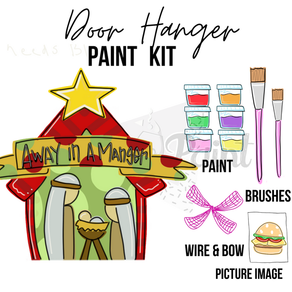 Away In A Manger- DIY Door Hanger Craft Wood Paint Kit