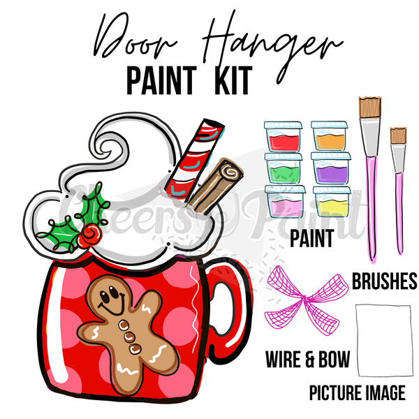 Gingerbread Frosted Mug-  DIY Door Hanger Craft Wood Paint Kit