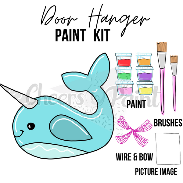 Narwhal- DIY Door Hanger Craft Wood Paint Kit