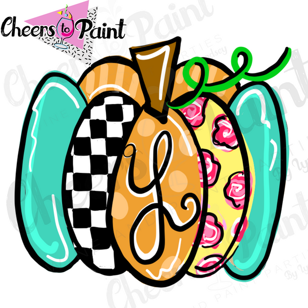 Monogram Pumpkin Style 2- DIY Door Hanger Craft Wood Paint Kit
