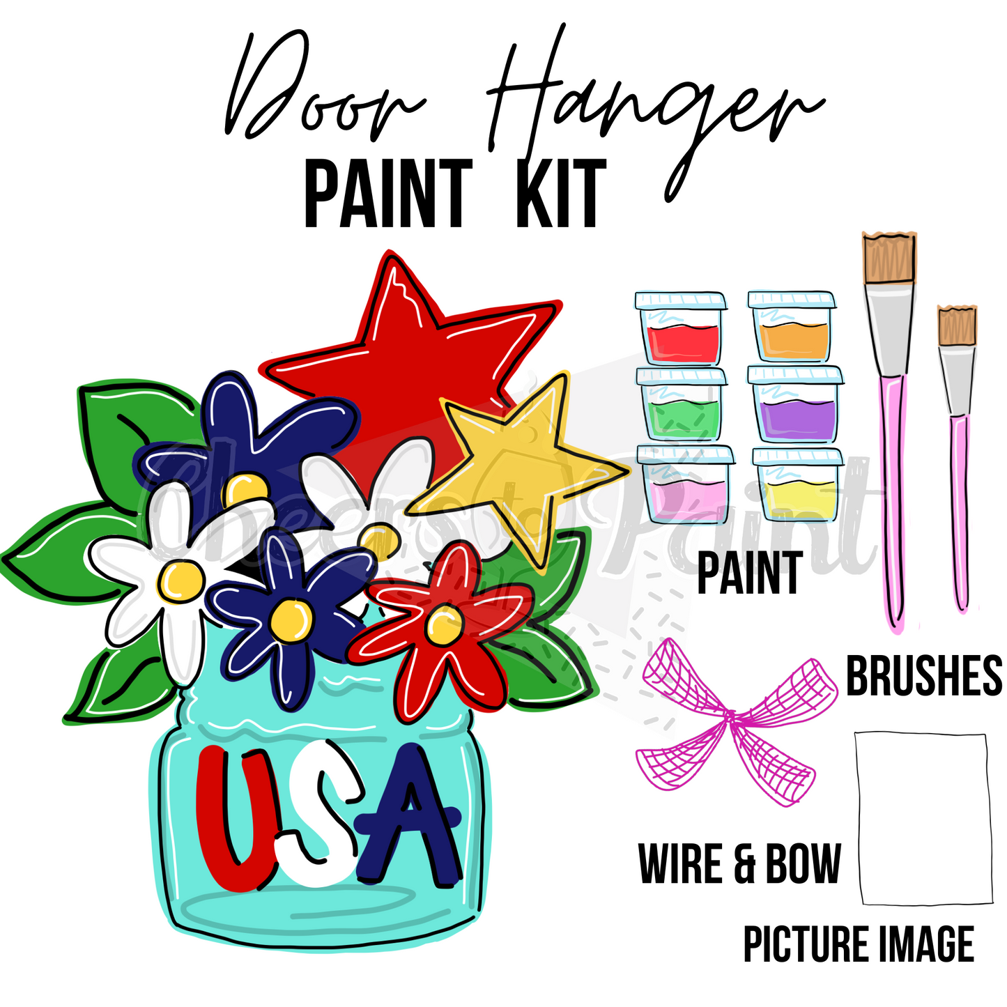 Star Arrangement- DIY Door Hanger Craft Wood Paint Kit