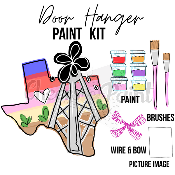 Texas Oil- DIY Door Hanger Craft Wood Paint Kit