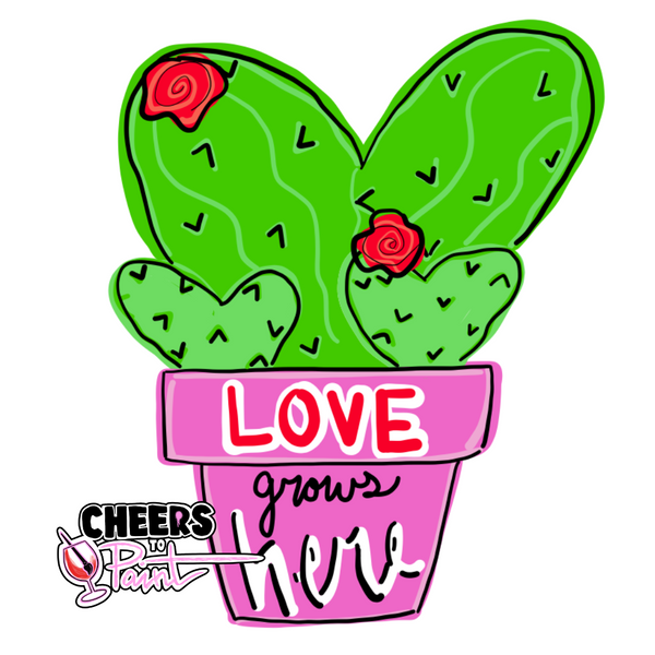 Unfinished Wood-Love Cactus Cutout