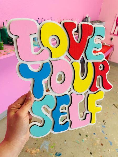 Love Yourself 3D Sign- DIY Craft Wood Paint Kit