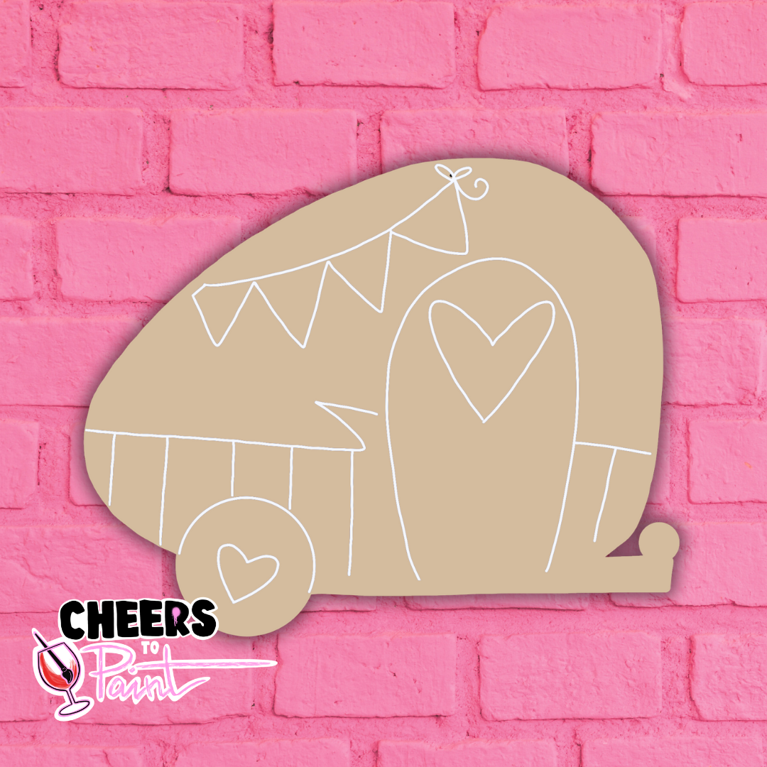 Unfinished Wood-Love Shack Camper Cutout