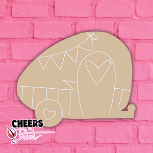 Unfinished Wood-Love Shack Camper Cutout