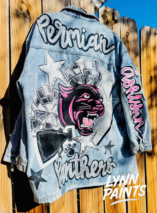 Custom Painted Jean Jacket — Full Back Design 🎨✨