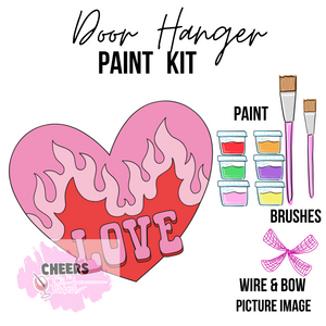 Burning Love Heart- DIY Door Hanger Craft Wood Paint Kit