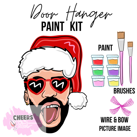 Bunny Christmas Face-  DIY Door Hanger Craft Wood Paint Kit