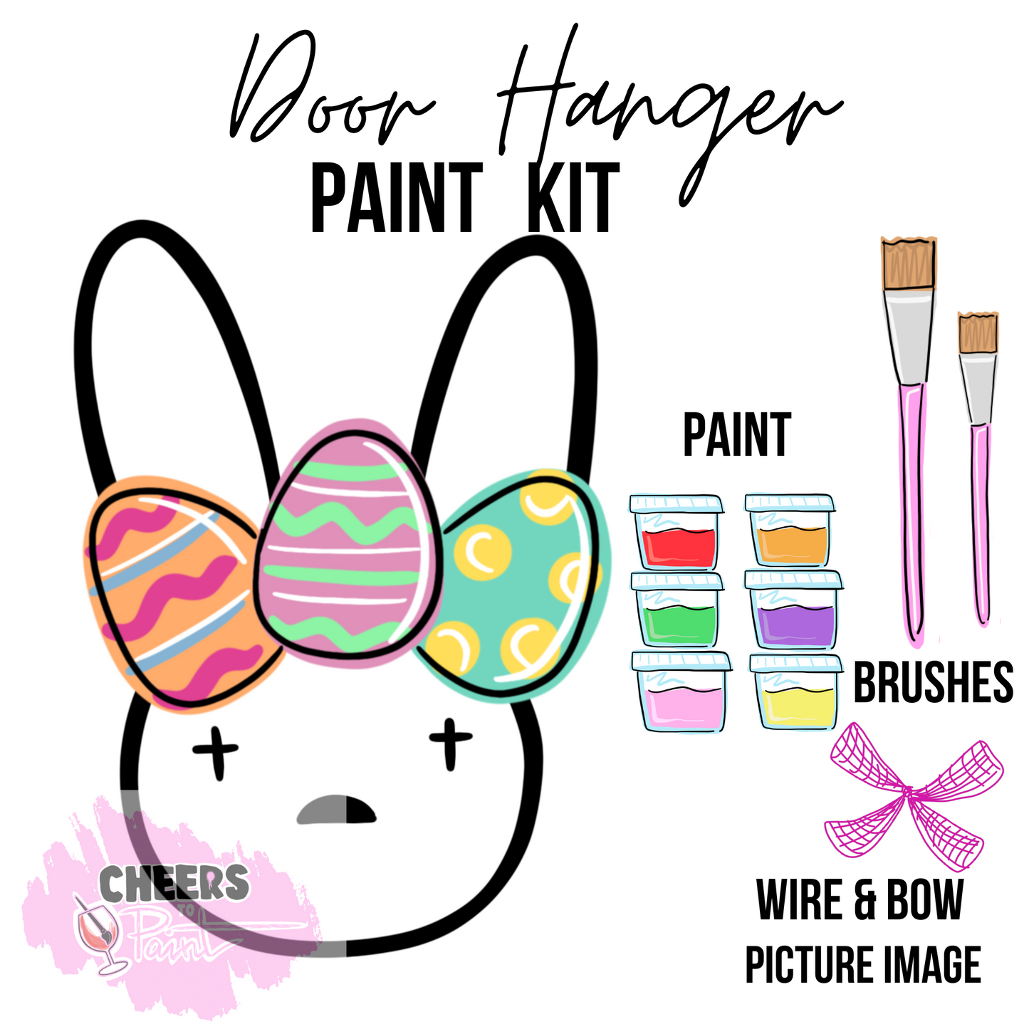 Bunny Eggs- DIY Door Hanger Craft Wood Paint Kit