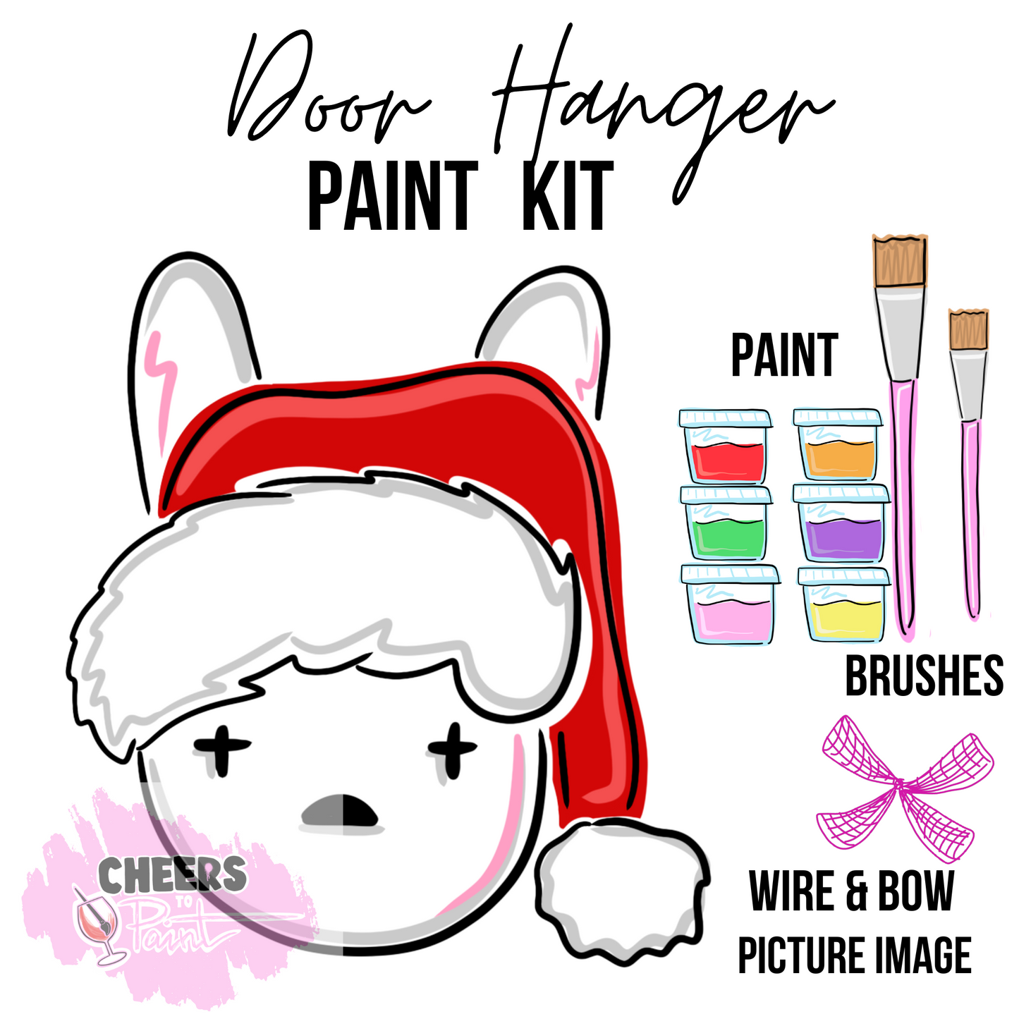 Bunny Christmas-  DIY Door Hanger Craft Wood Paint Kit