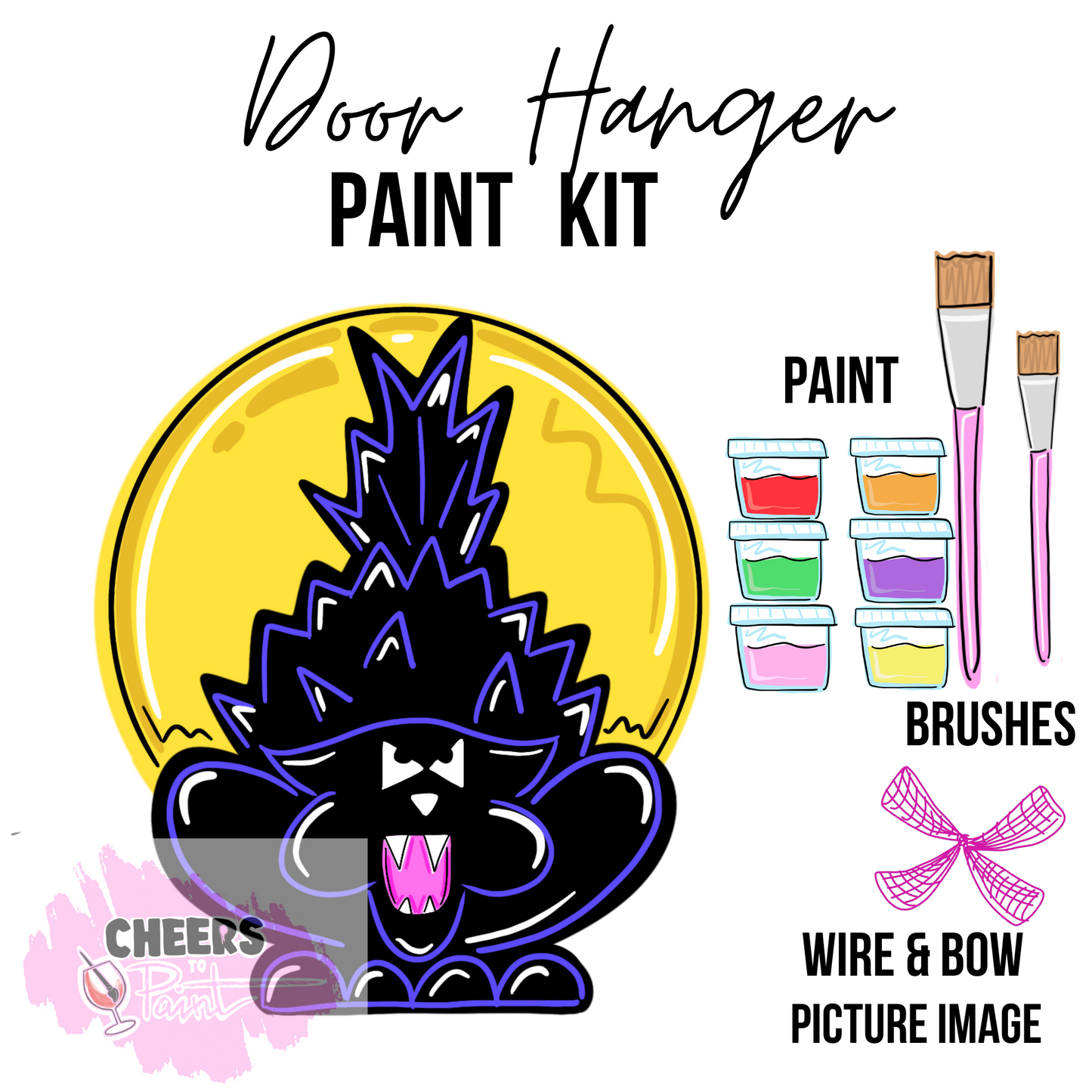 Black Cat Moon- DIY Door Hanger Craft Wood Paint Kit