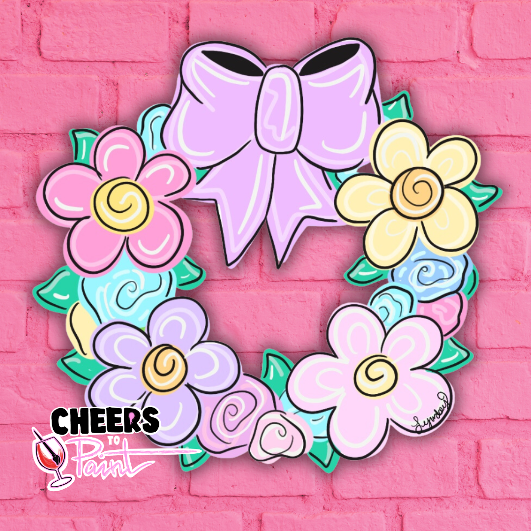 Unfinished Wood- Floral Wreath Cutout