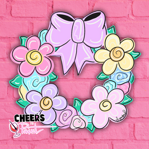 Unfinished Wood- Floral Wreath Cutout