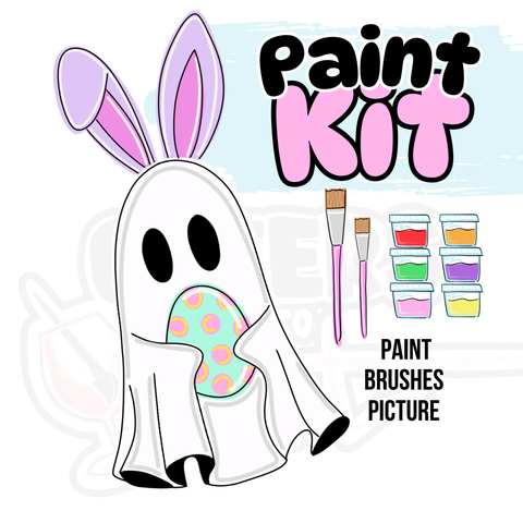 Bunny Ghost- DIY Door Hanger Craft Wood Paint Kit