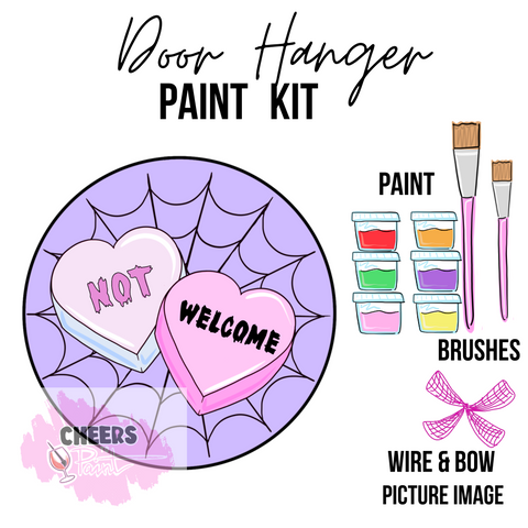 Pastel Not Welcome Hearts- DIY Door Hanger Craft Wood Paint Kit