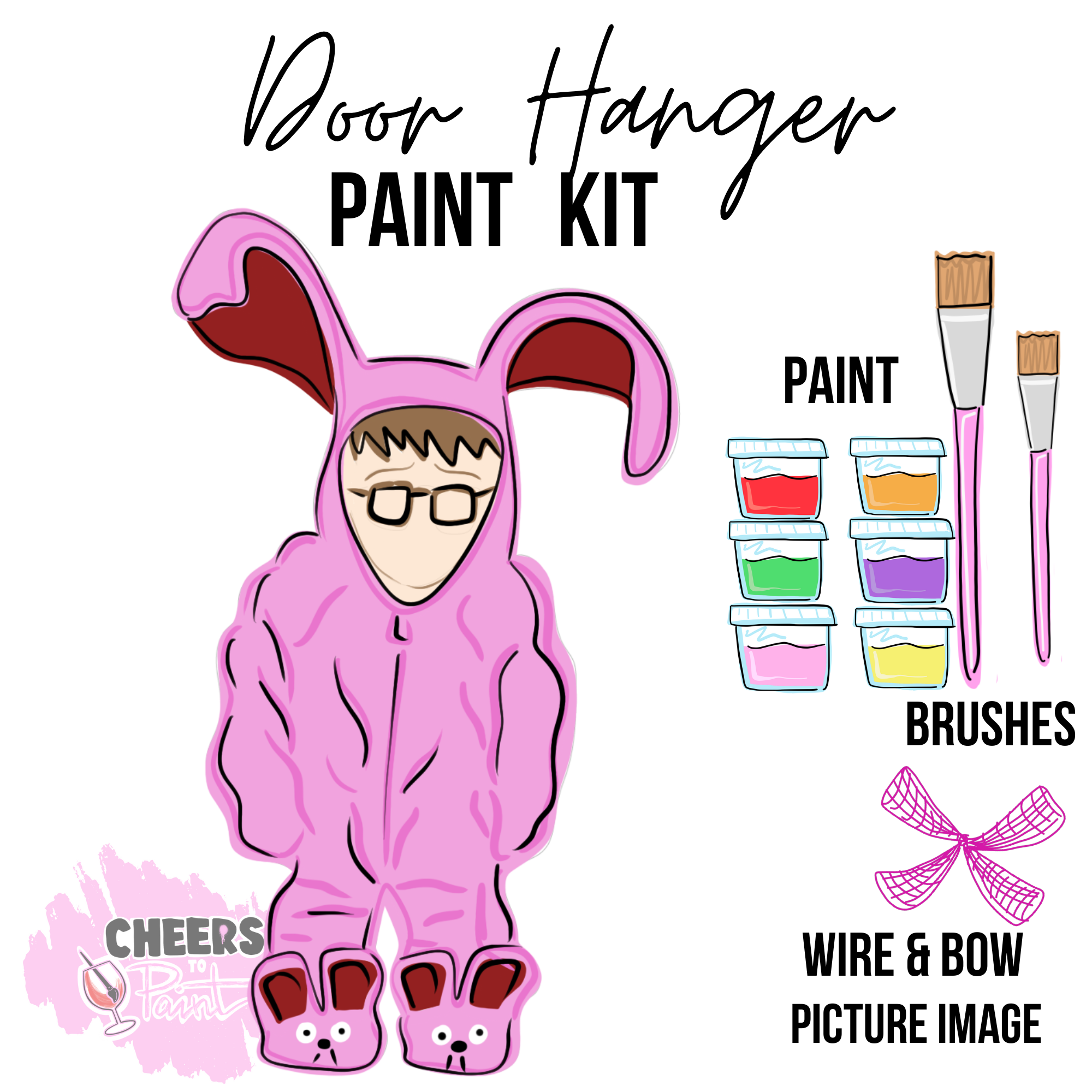 Ralphie Bunny- DIY Door Hanger Craft Wood Paint Kit