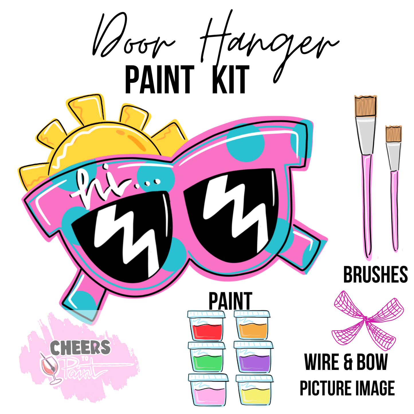 Summer Sunglasses- DIY Door Hanger Craft Wood Paint Kit