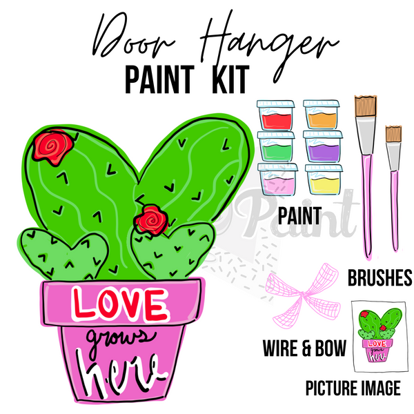 Cactus Love -DIY Door Hanger Craft Wood Paint Kit
