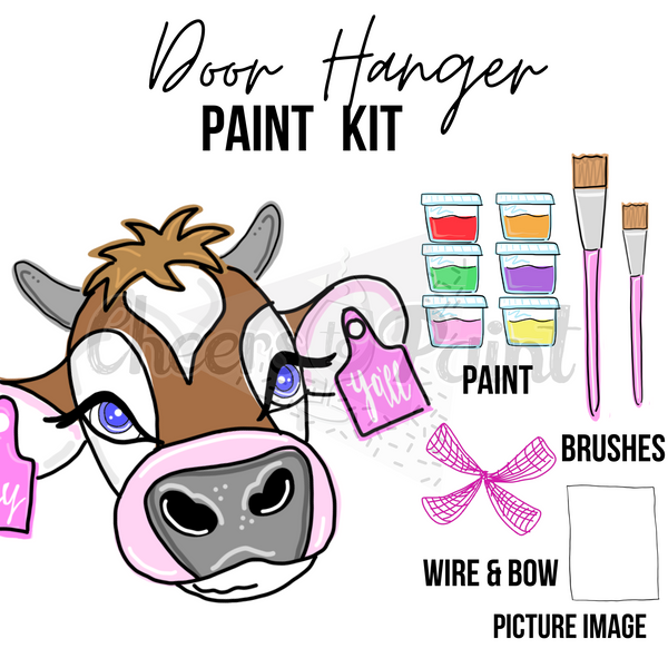 Hey Ya'll Cow- DIY Door Hanger Craft Wood Paint Kit