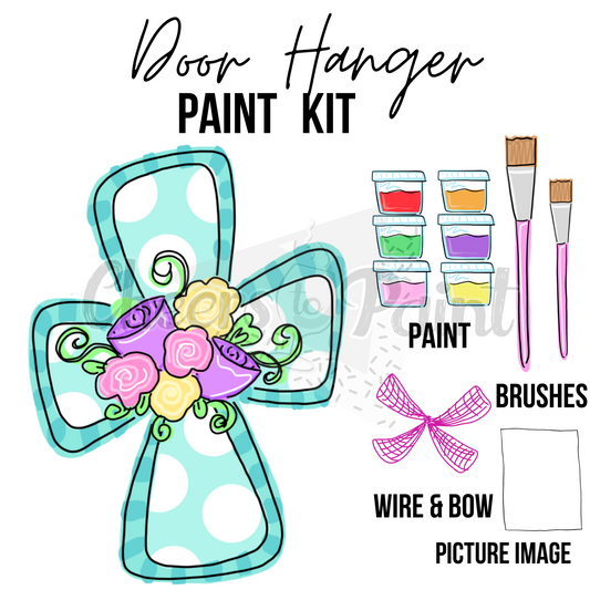 Floral Cross- DIY Door Hanger Craft Wood Paint Kit
