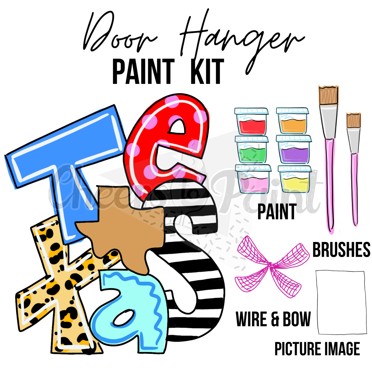 Funky Texas- DIY Door Hanger Craft Wood Paint Kit