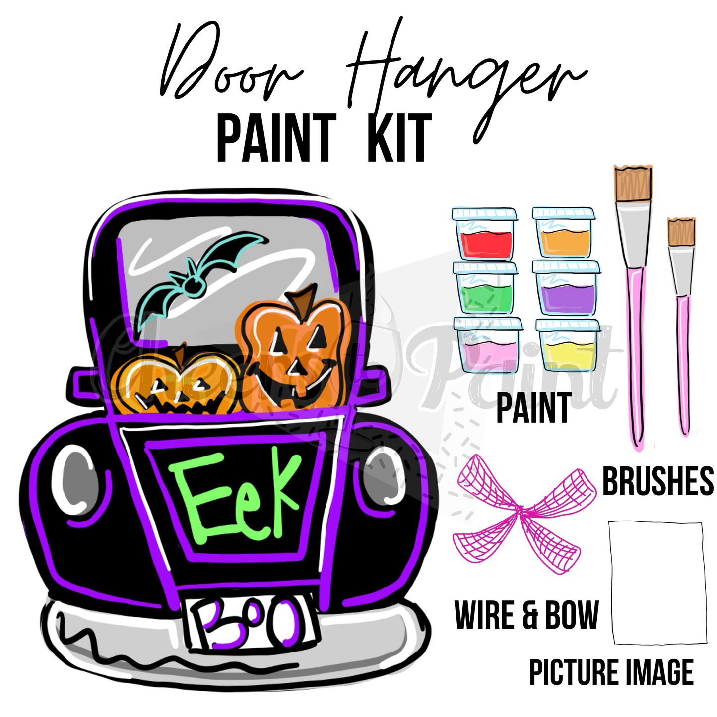 Spooky Truck- DIY Door Hanger Craft Wood Paint Kit