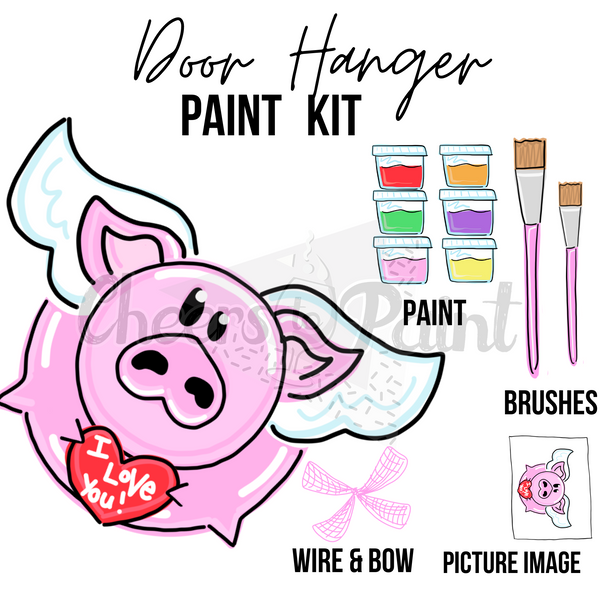 Love Piggy- DIY Door Hanger Craft Wood Paint Kit
