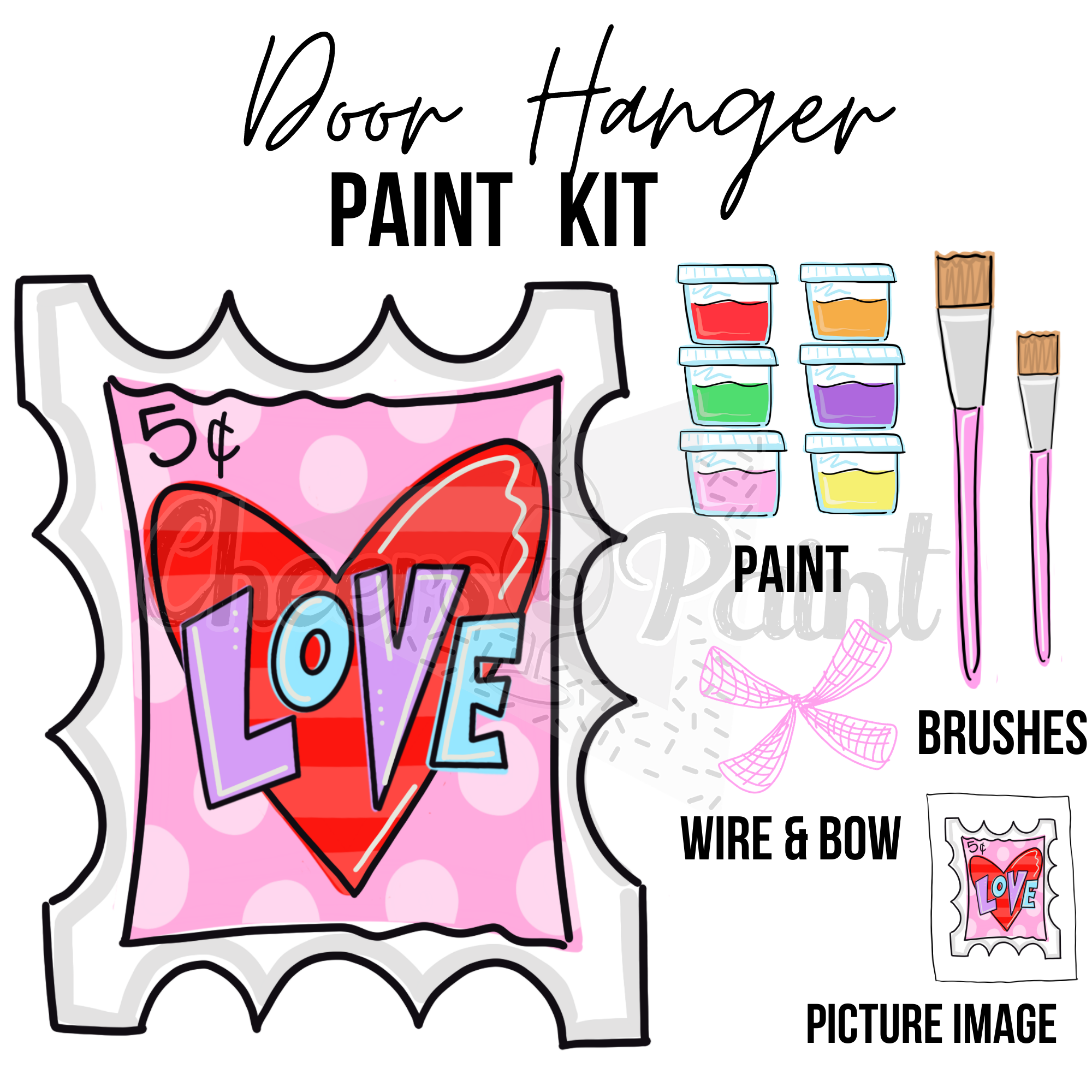 Love Stamp -DIY Door Hanger Craft Wood Paint Kit
