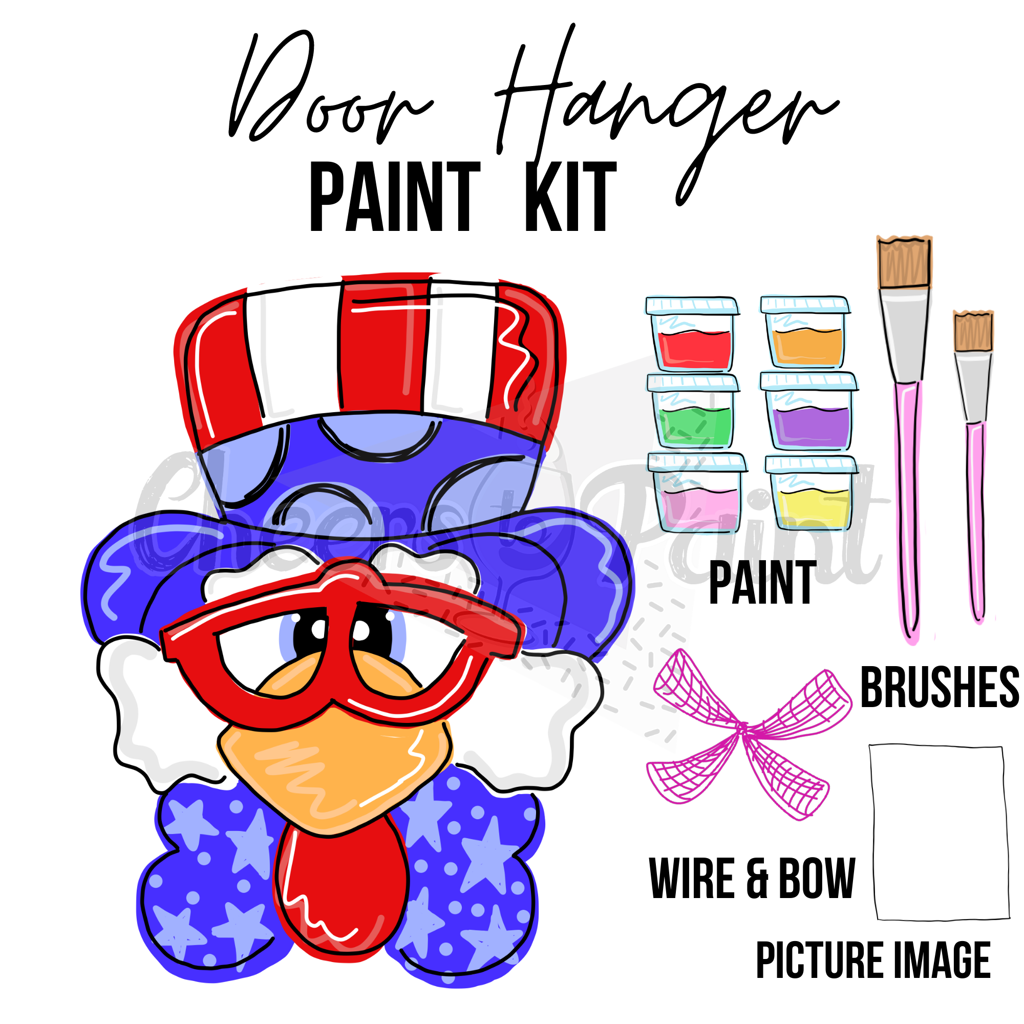 Patriotic Eagle- DIY Door Hanger Craft Wood Paint Kit