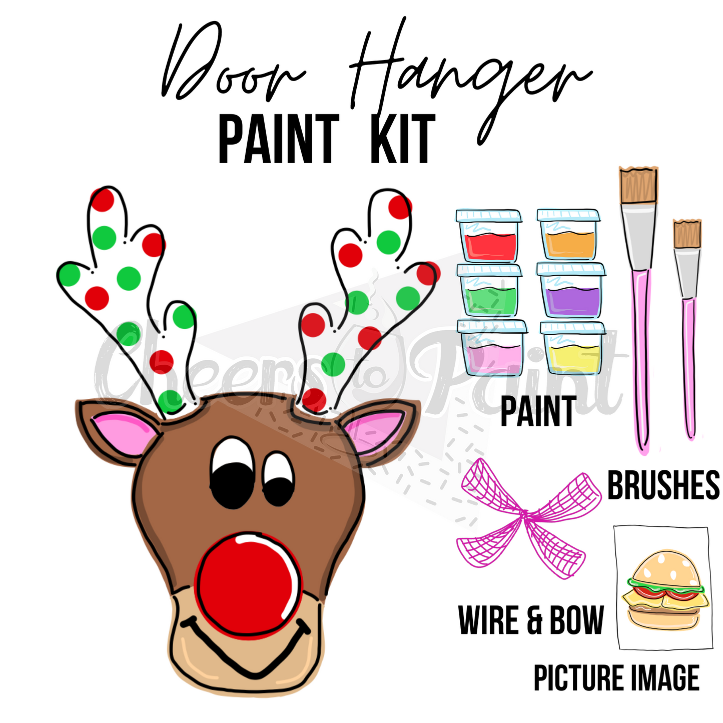 Reindeer- DIY Door Hanger Craft Wood Paint Kit