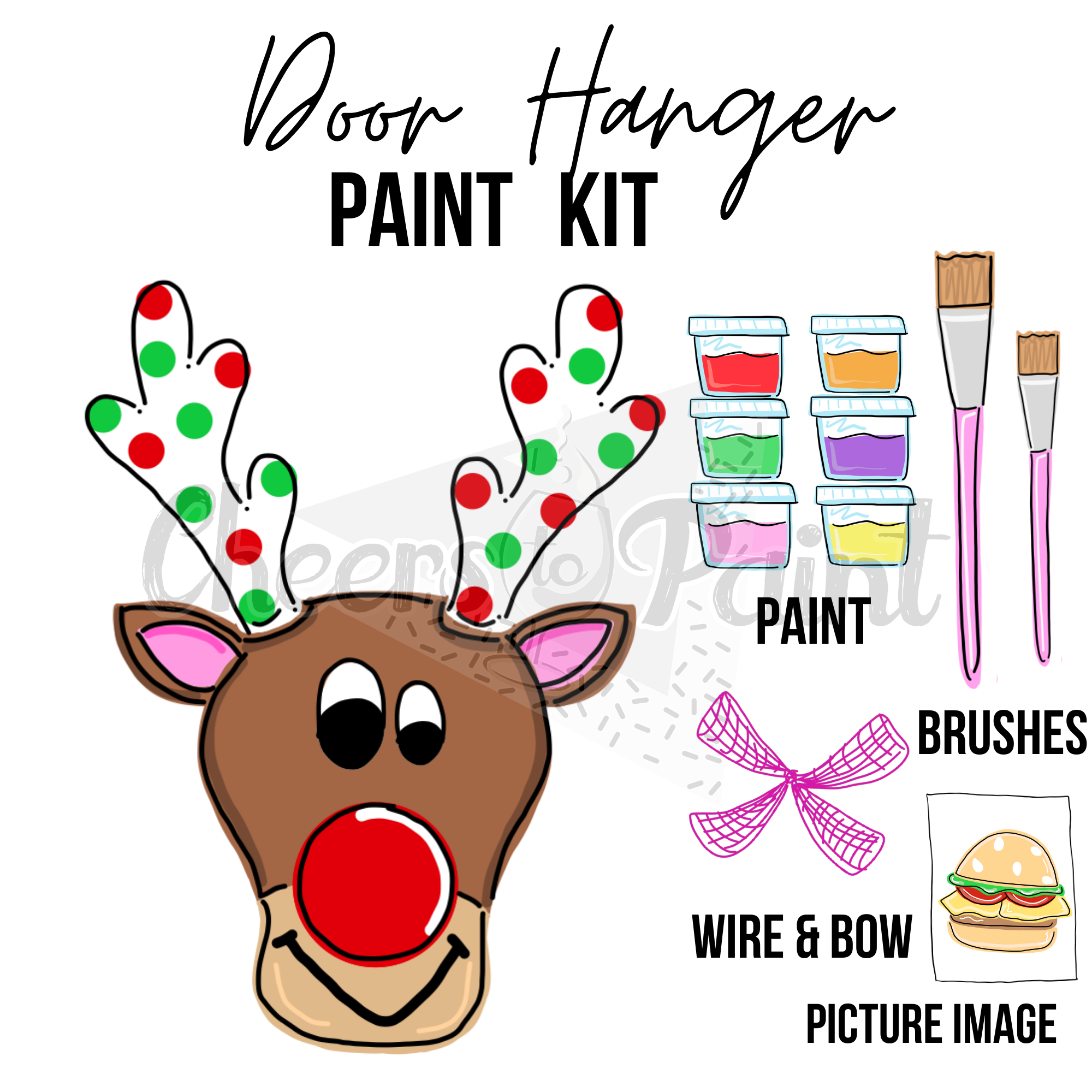 Reindeer- DIY Door Hanger Craft Wood Paint Kit