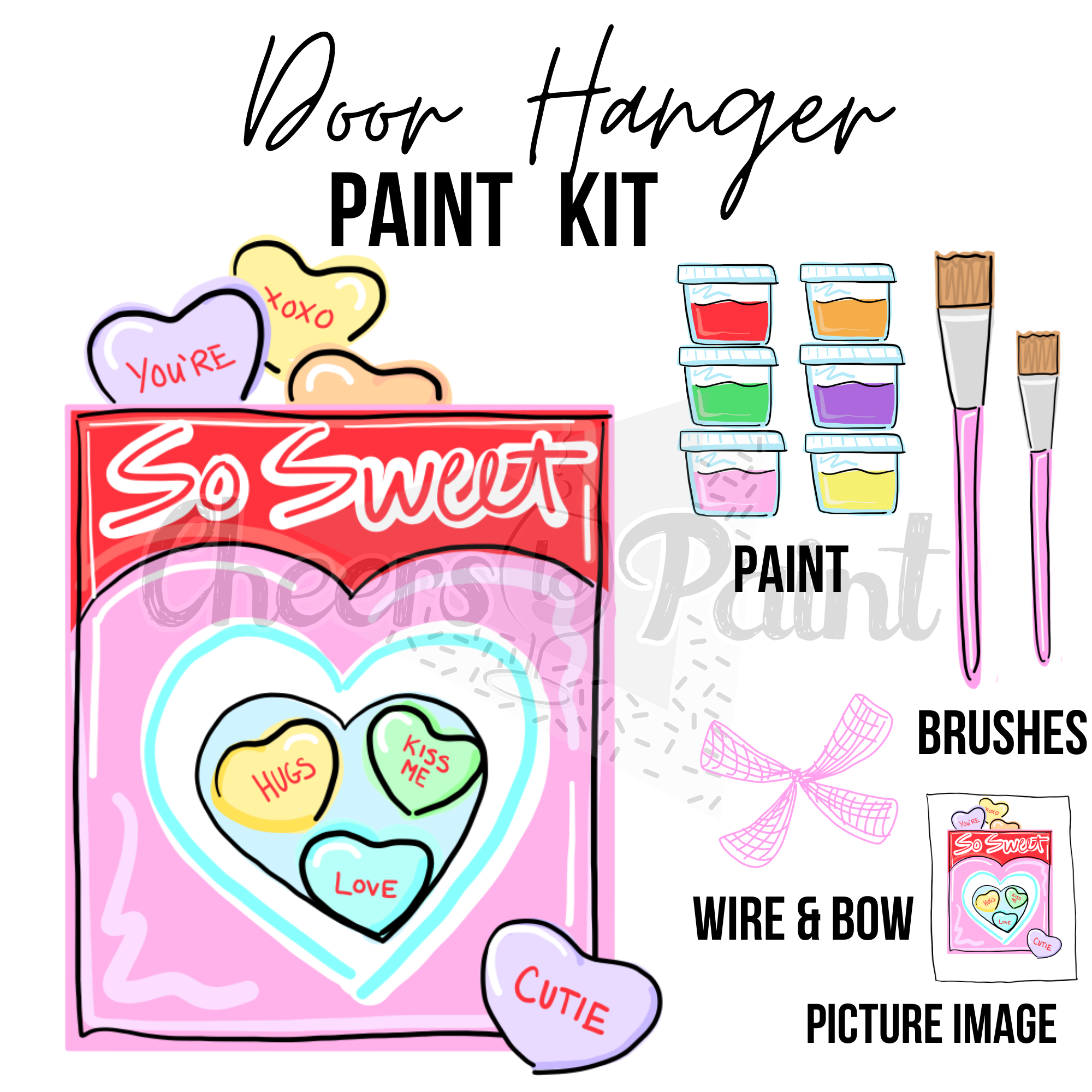 Sweetheart Candy Box- DIY Door Hanger Craft Wood Paint Kit