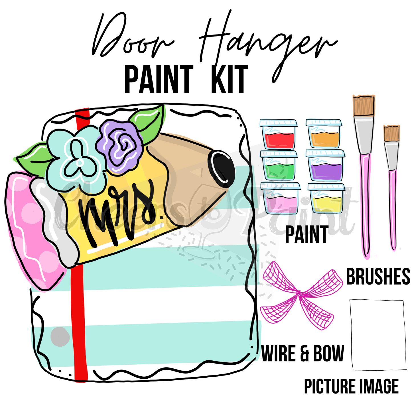 Pencil & Paper- DIY Door Hanger Craft Wood Paint Kit